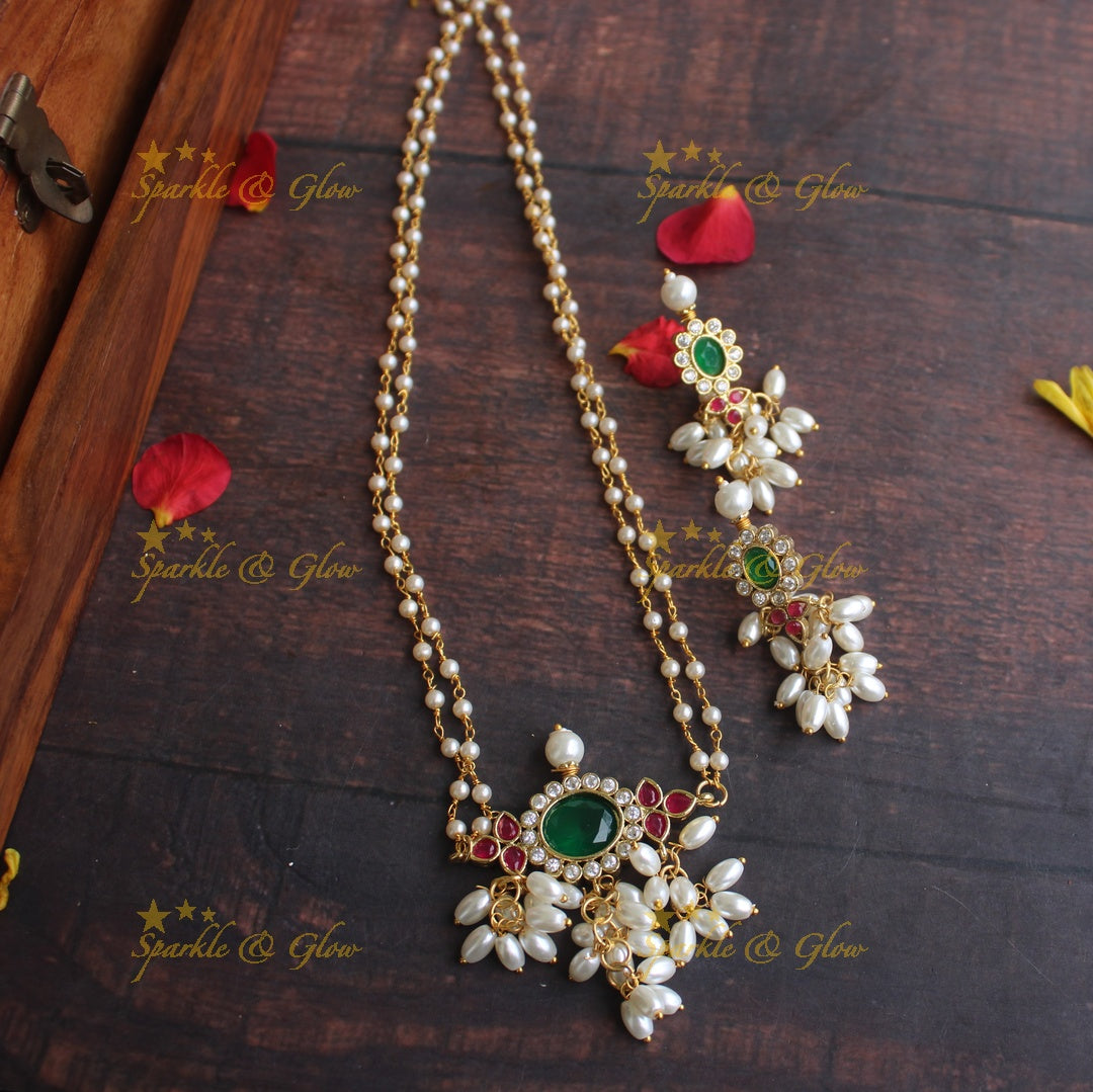 AD gutta pusalu pendent pearl chain 18 Inches