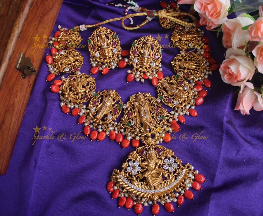 Gold alike Dashavathara necklace - Sparkle and Glow