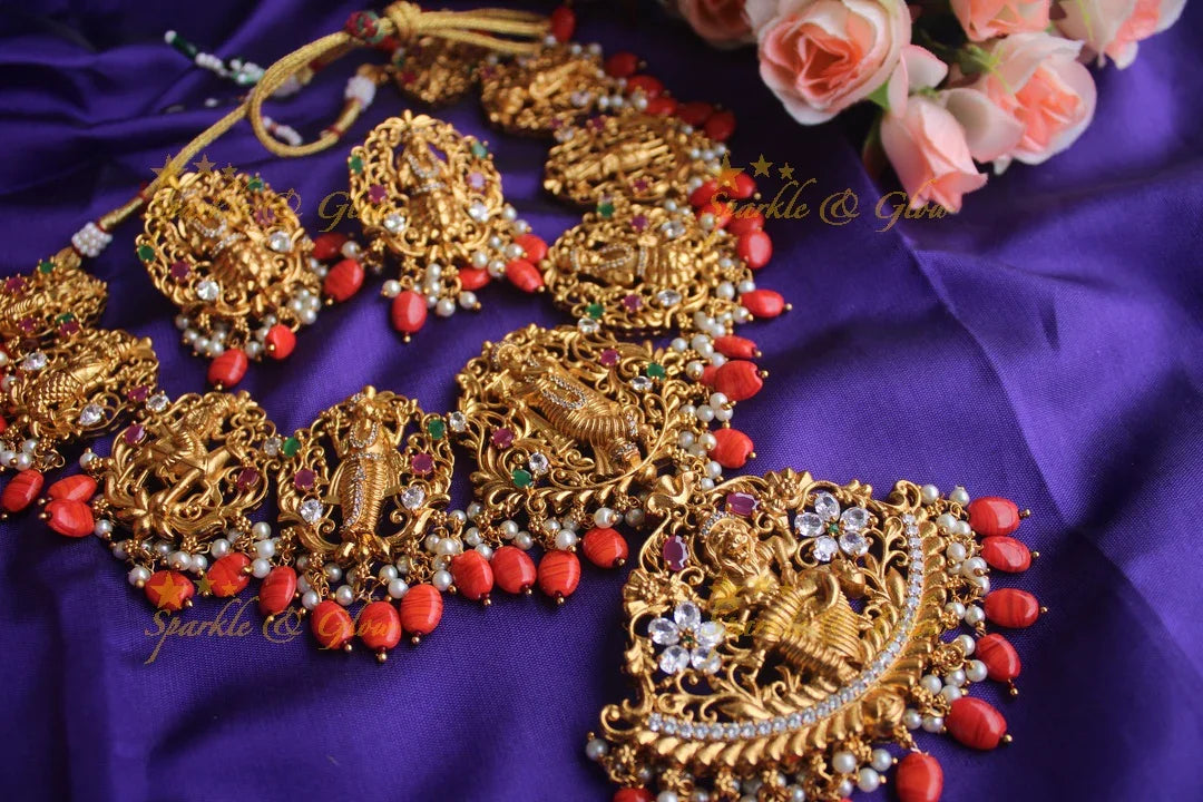 Gold alike Dashavathara necklace - Sparkle and Glow