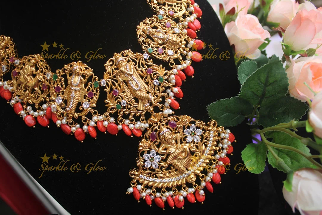 Gold alike Dashavathara necklace - Sparkle and Glow