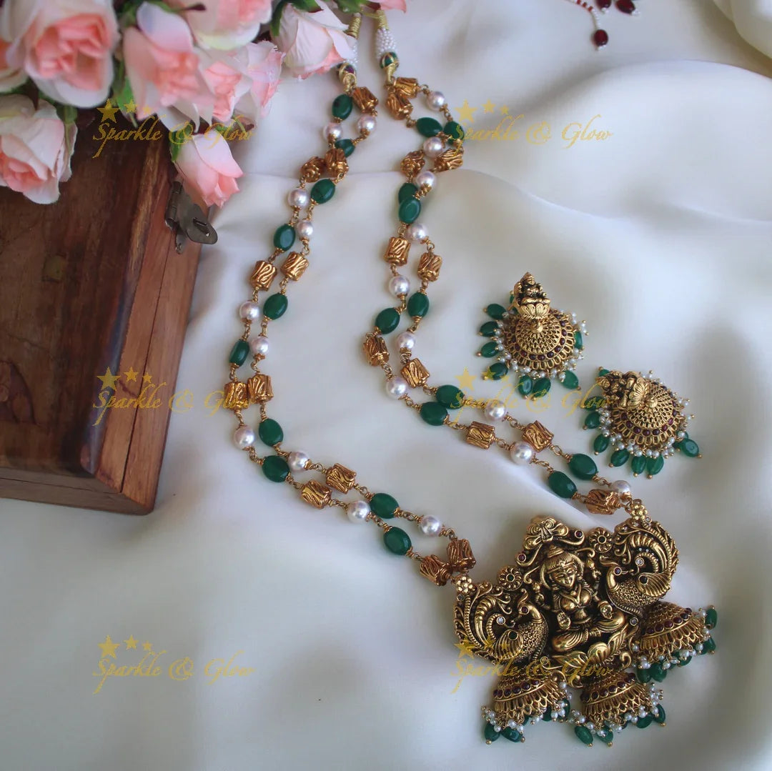 Gold alike Lakshmi pearl chain set - Sparkle and Glow