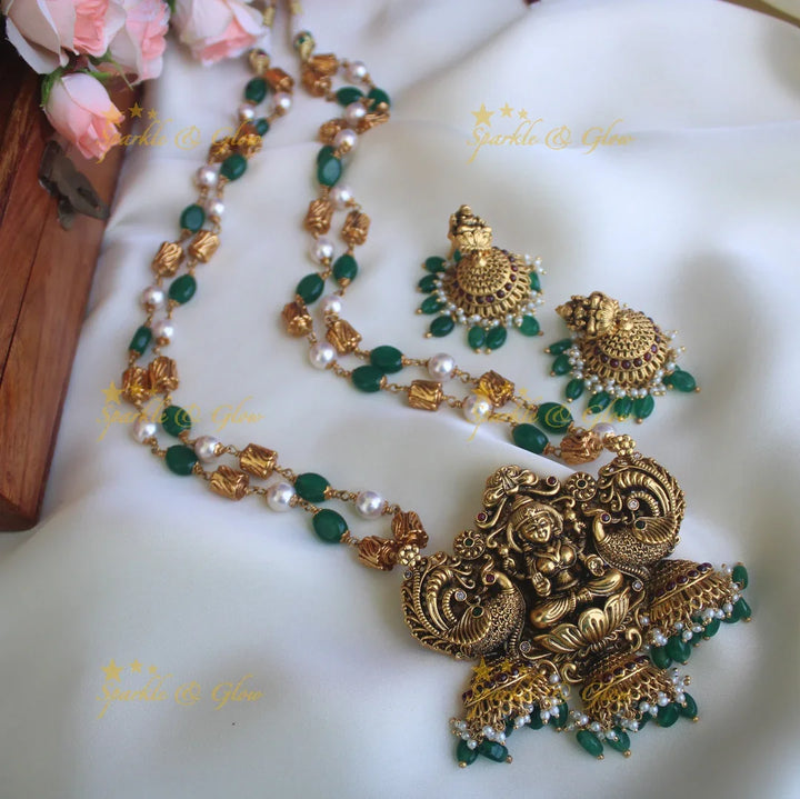 Gold alike Lakshmi pearl chain set - Sparkle and Glow
