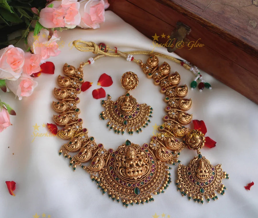 Premium Matte Exquisite Nagas Mango necklace - Sparkle and Glow