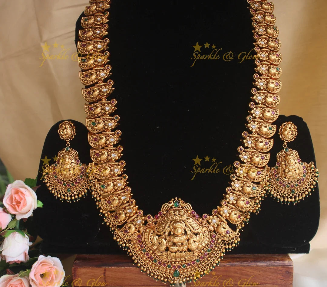 Premium Matte Exquisite Nagas Mango long necklace - Sparkle and Glow