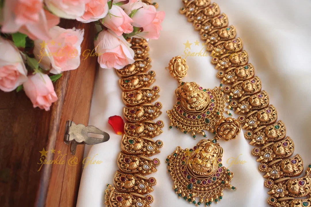 Premium Matte Exquisite Nagas Mango long necklace - Sparkle and Glow