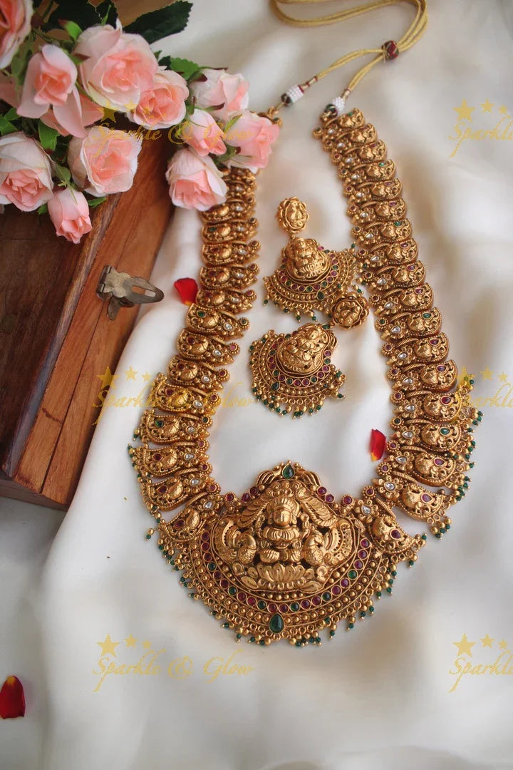 Premium Matte Exquisite Nagas Mango long necklace - Sparkle and Glow