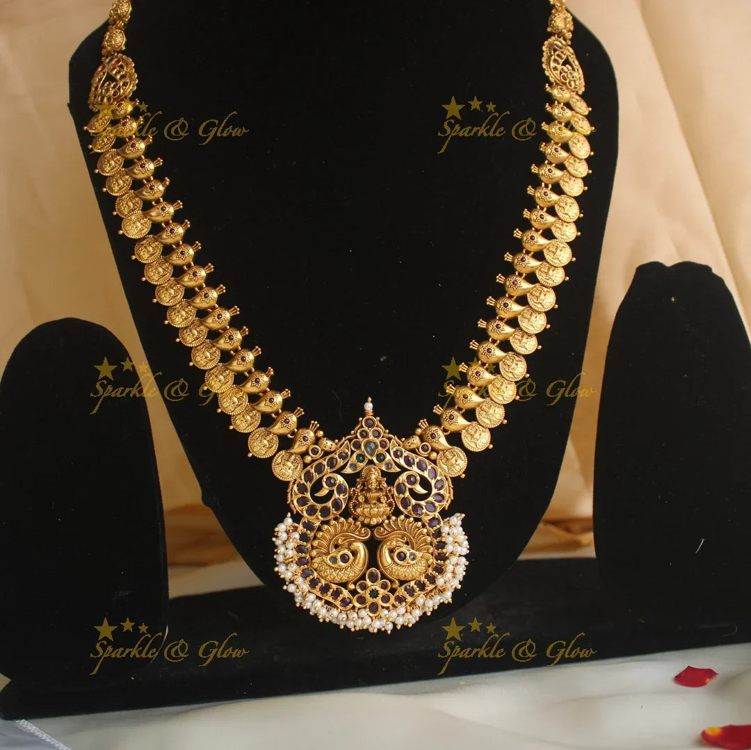 Gold alike Antique Lakshmi coin haram - Sparkle and Glow