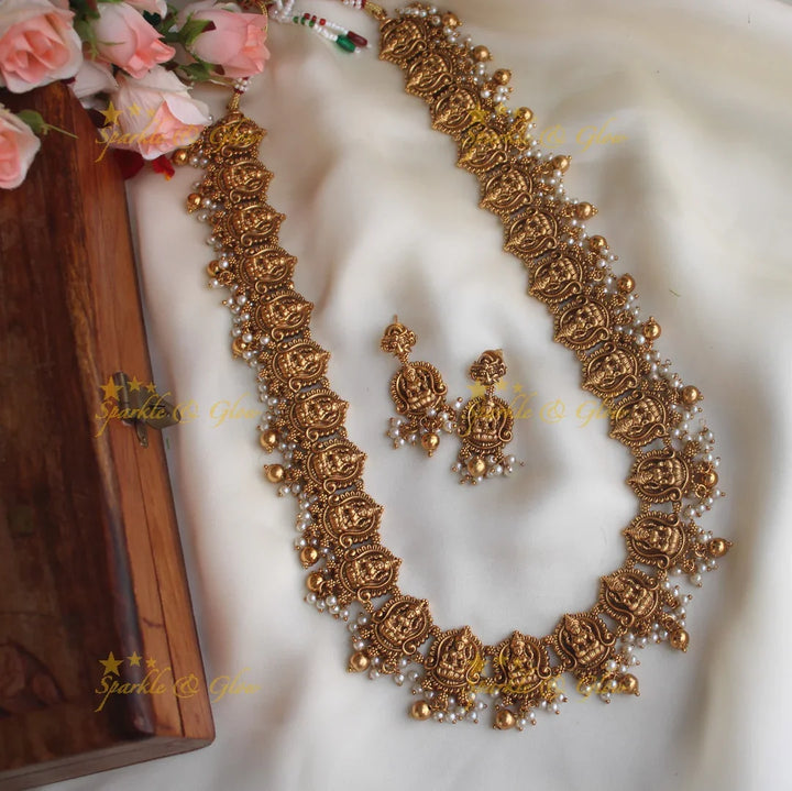 Gold alike Antique Lakshmi coin gutta pusalu haram - Sparkle and Glow