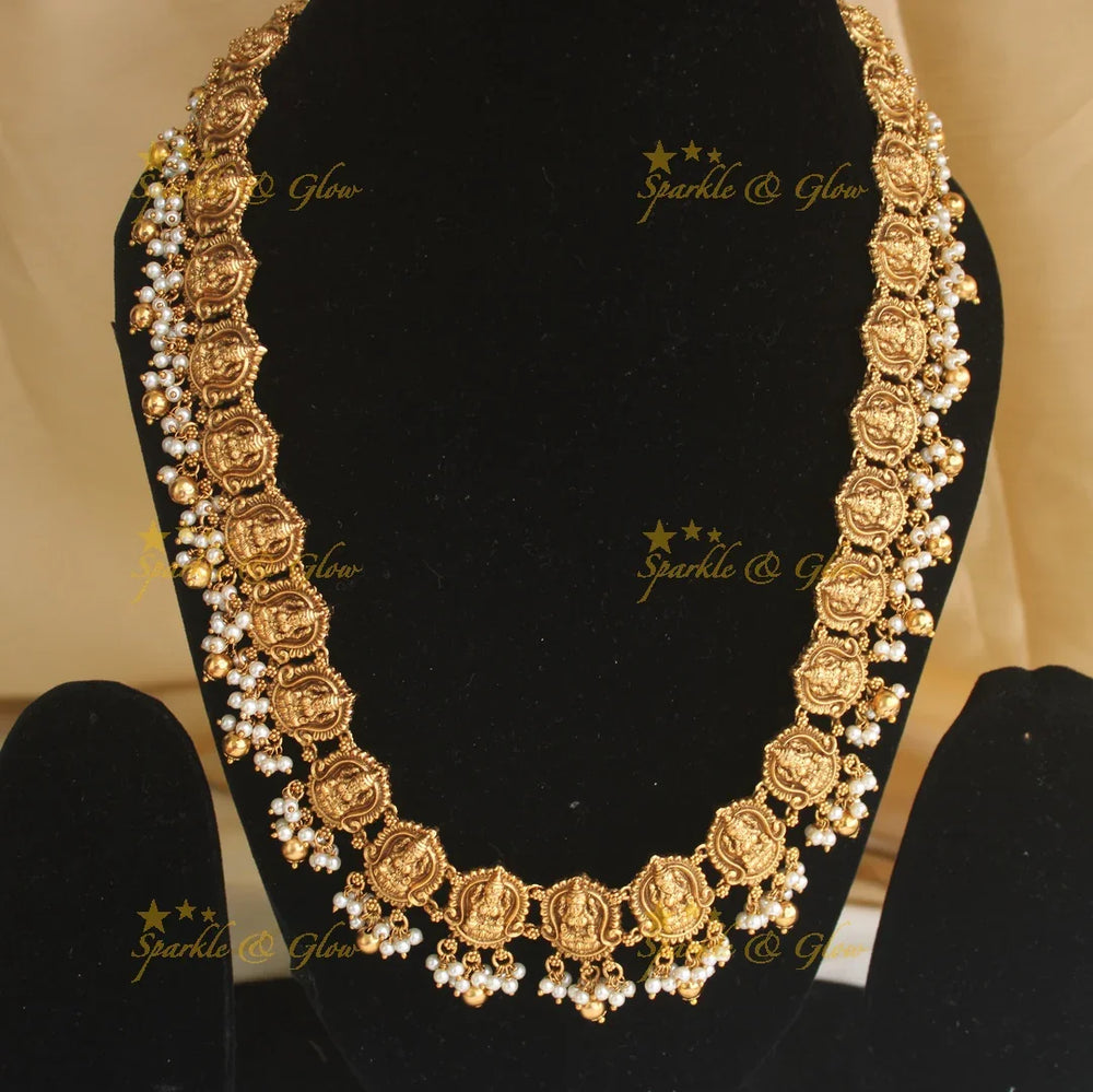 Gold alike Antique Lakshmi coin gutta pusalu haram - Sparkle and Glow