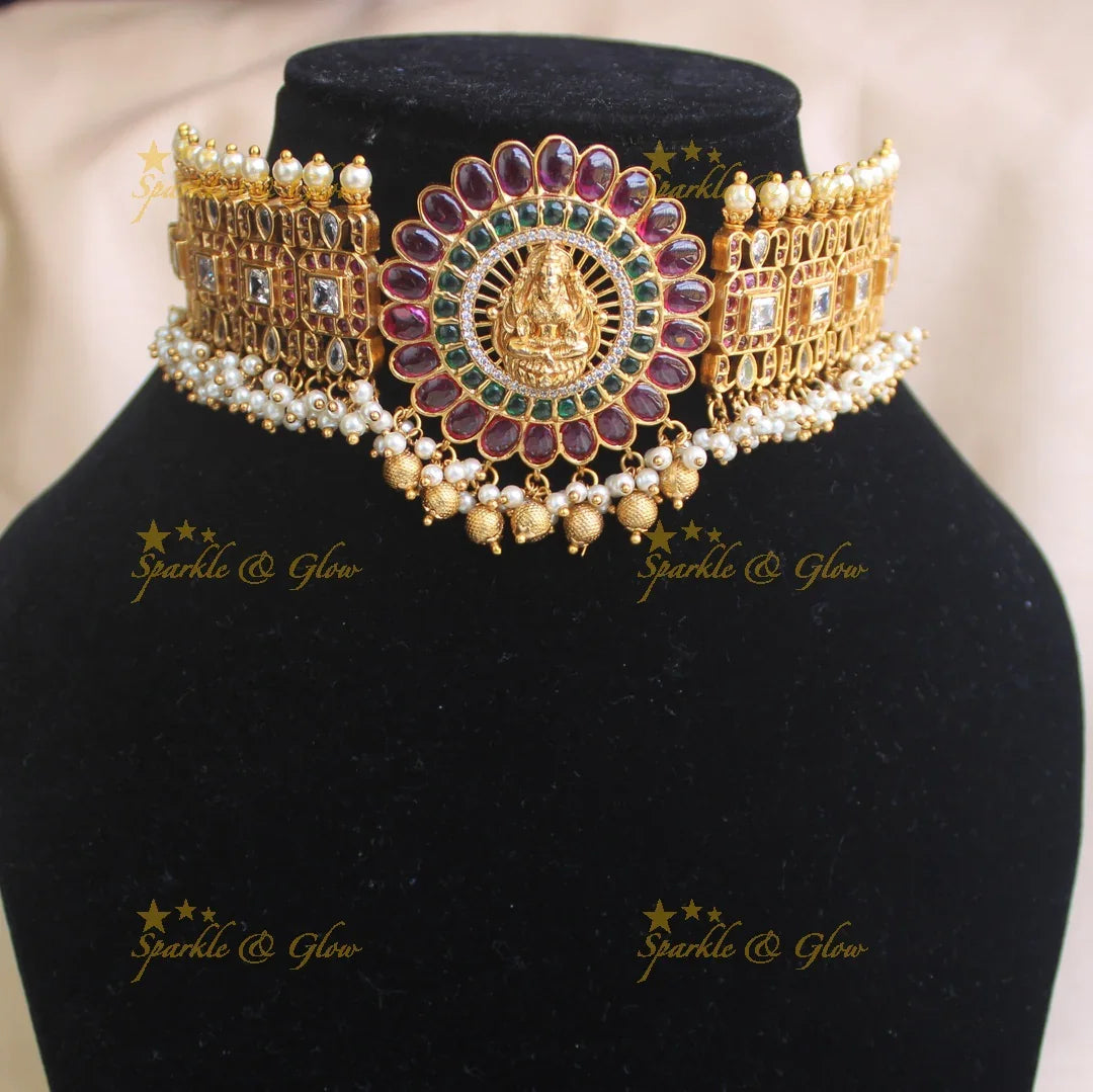 Gold alike Lakshmi gutta pusalu choker - Sparkle and Glow