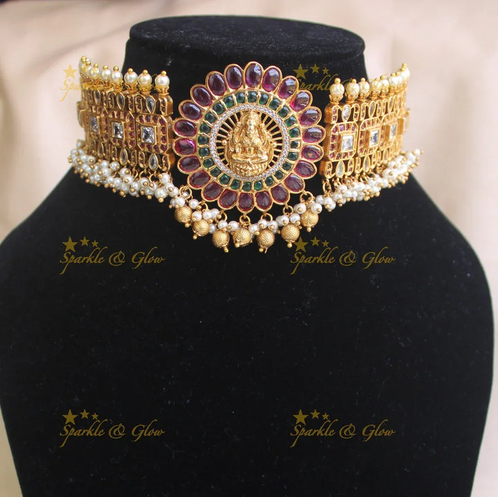 Gold alike Lakshmi gutta pusalu choker - Sparkle and Glow