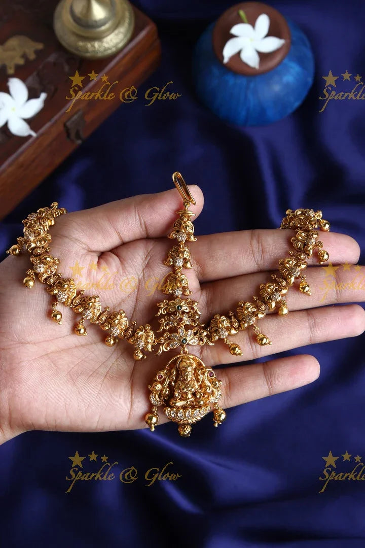 Gold alike Nagas bridal three sided maang tikka - Sparkle and Glow