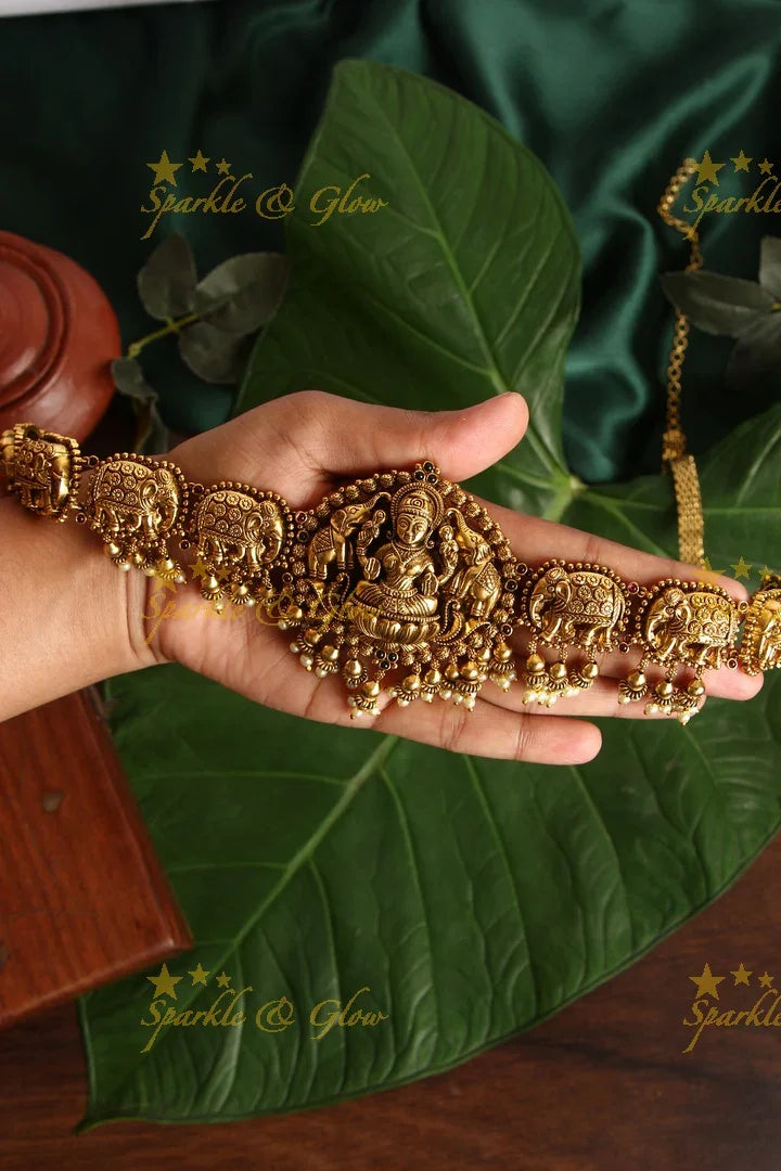 Gold alike polished Lakshmi Elephant hipchain - Sparkle and Glow