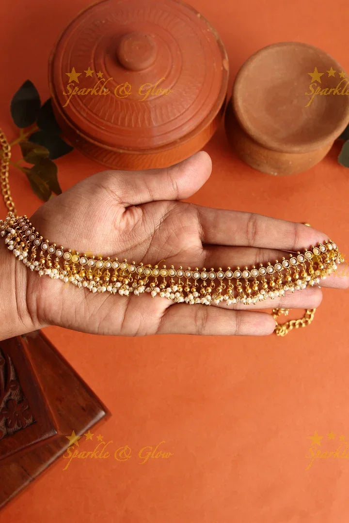Gold alike polished kemp pearl beads Hip Chain - Sparkle and Glow