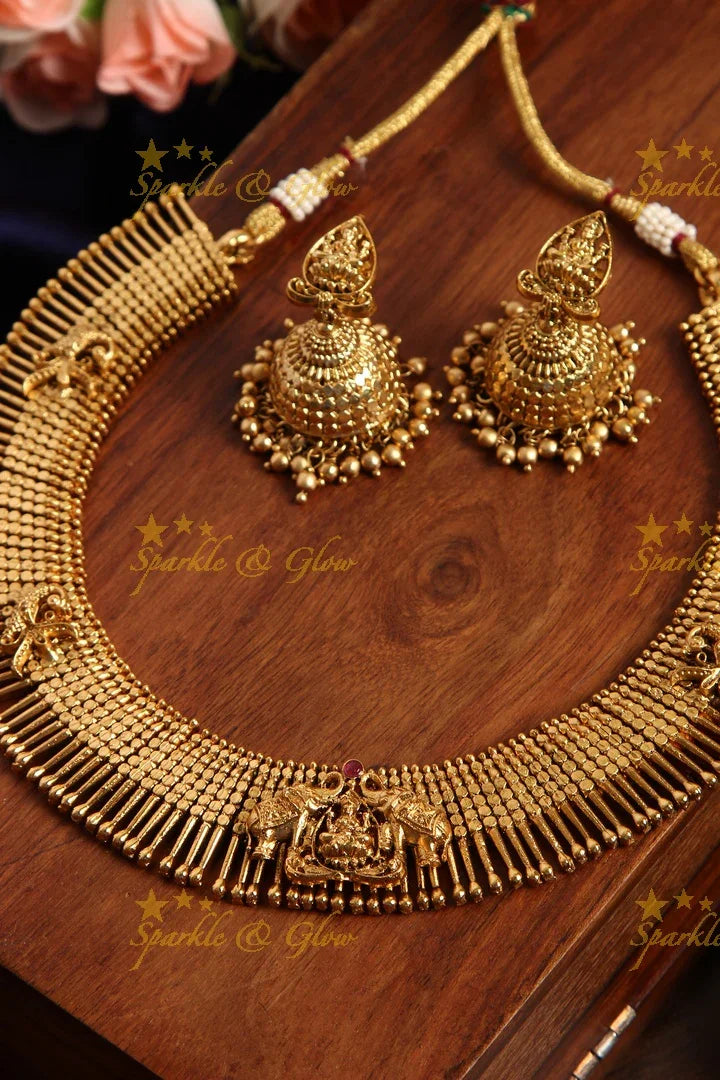 Gold alike peacock carved spike necklace - Sparkle and Glow