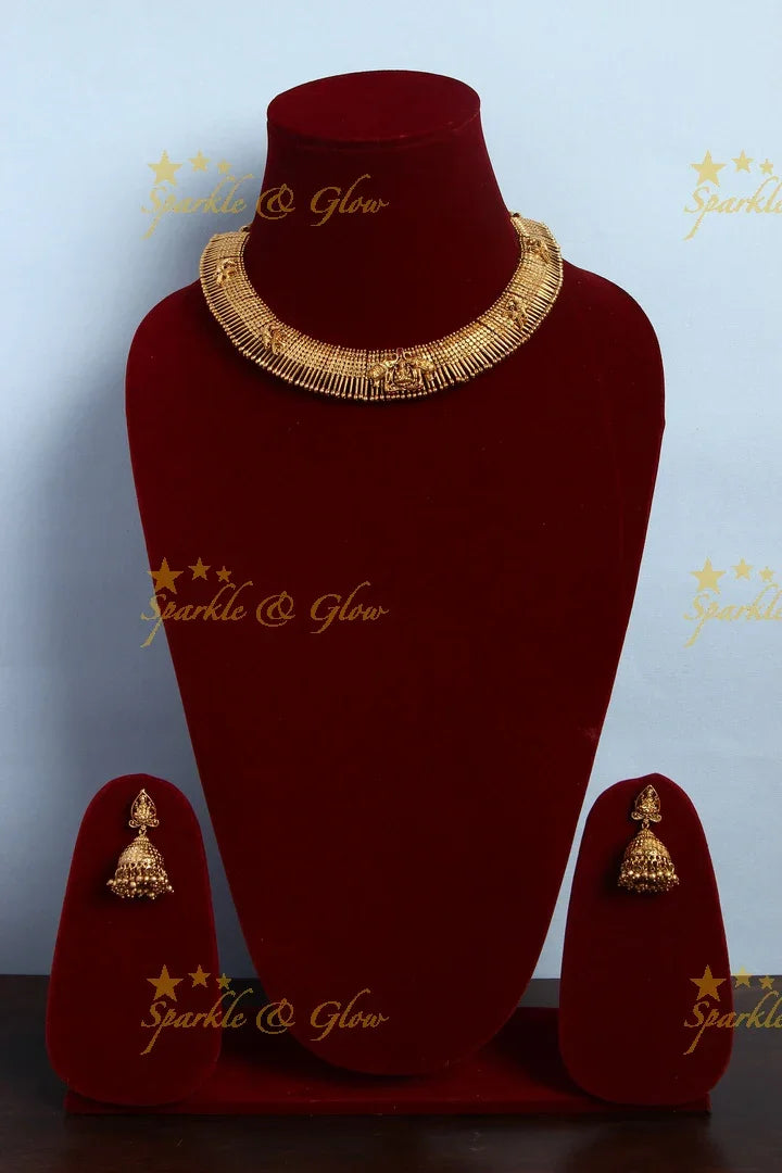 Gold alike peacock carved spike necklace - Sparkle and Glow