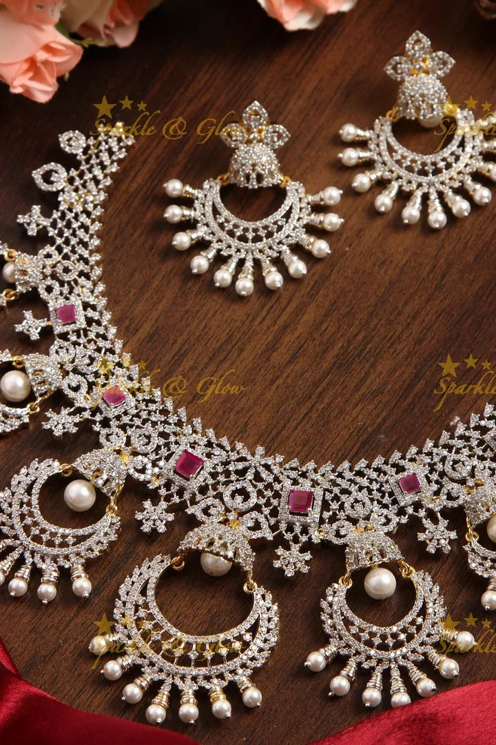 GJ Polish statement chandbali short AD necklace - Sparkle and Glow