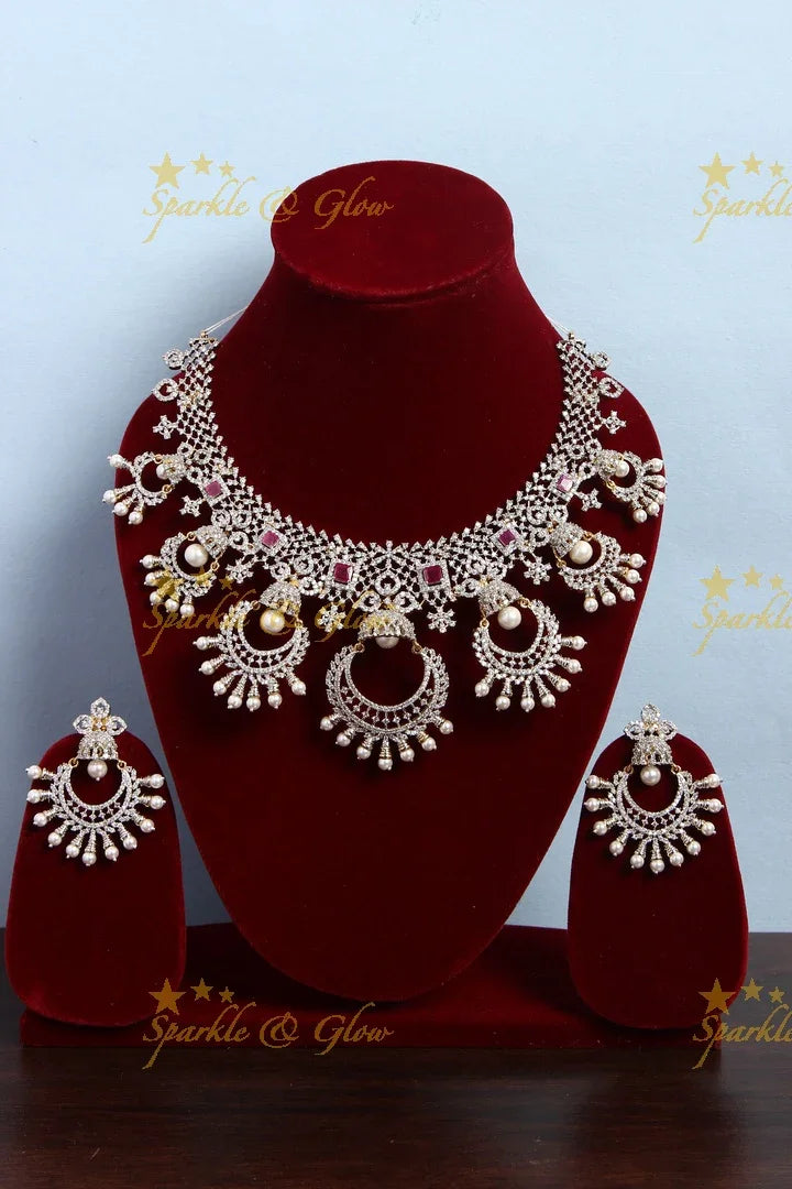 GJ Polish statement chandbali short AD necklace - Sparkle and Glow