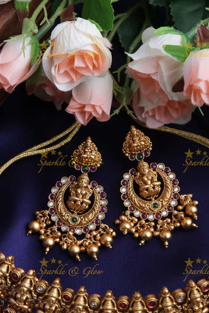 Gold alike Antique Exlusive Lakshmi high neck choker - Gold Beads - Sparkle and Glow