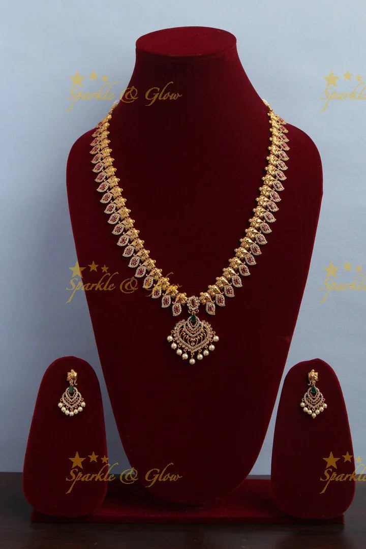 Elegant Ganesha AD long necklace - Sparkle and Glow