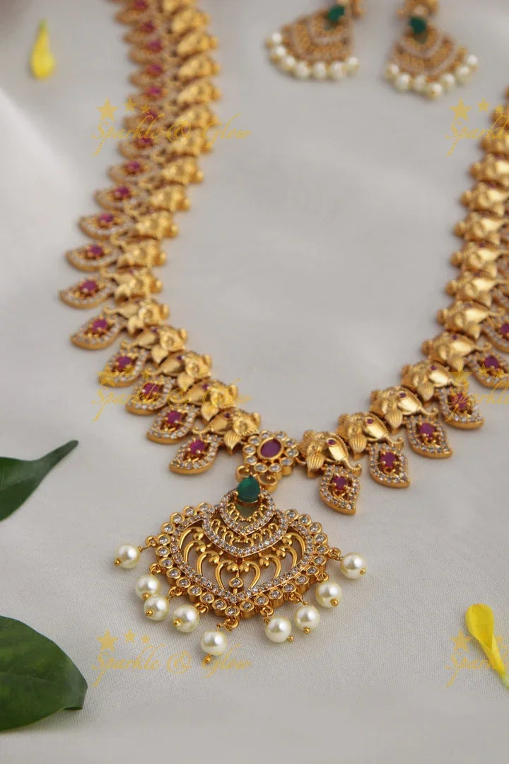 Elegant Ganesha AD long necklace - Sparkle and Glow
