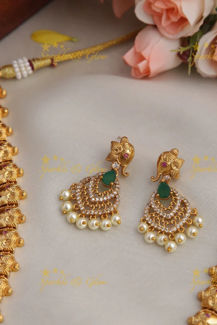 Elegant Ganesha AD long necklace - Sparkle and Glow