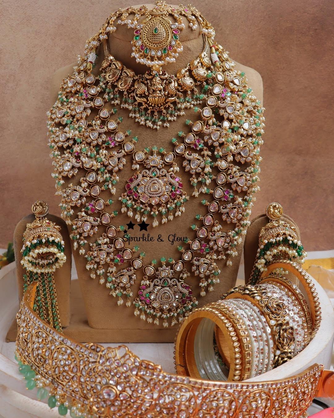 Cz Stone Wedding Jewellery Set Below 1000 Exquisite Jadau Kundan