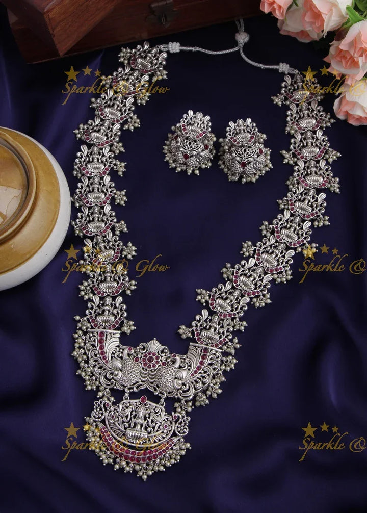 Premium matte Grand Lakshmi gutta pusalu haram - Gold Multi - Sparkle and Glow