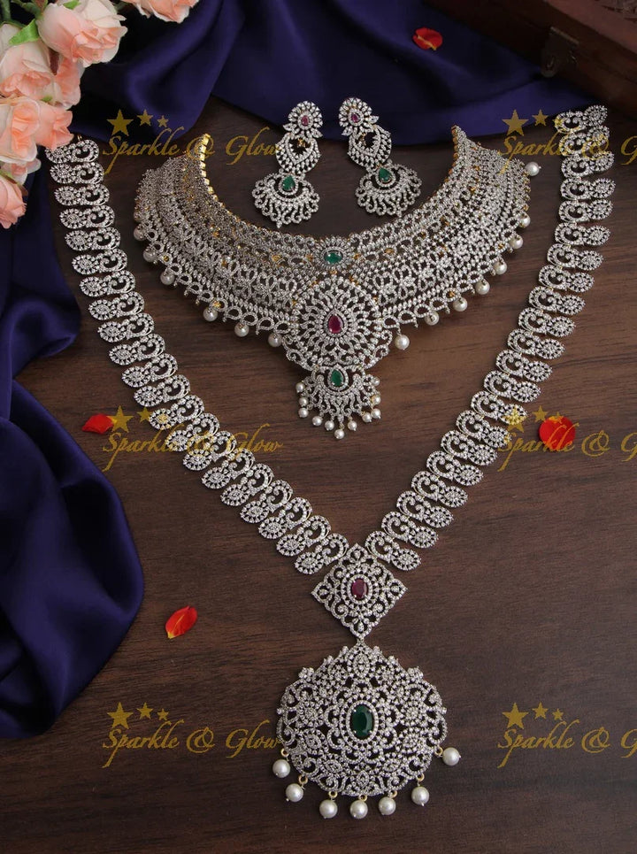 GJ Polish statement semi Bridal set with long haram and choker - Sparkle and Glow