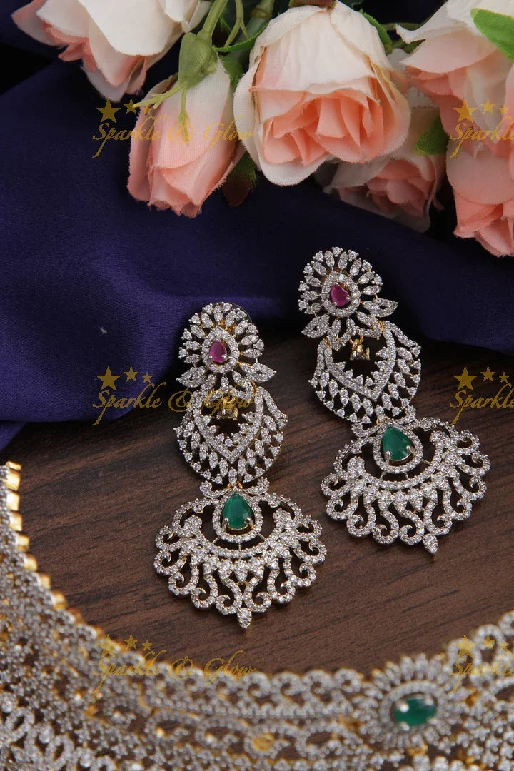 GJ Polish statement semi Bridal set with long haram and choker - Sparkle and Glow