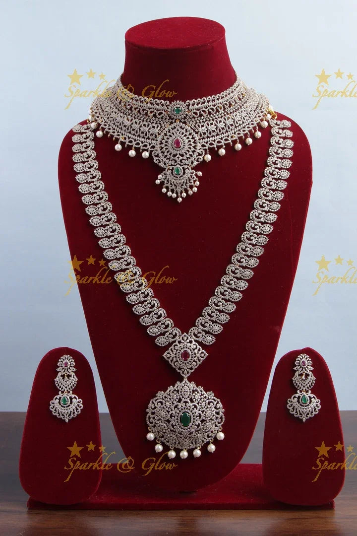 GJ Polish statement semi Bridal set with long haram and choker - Sparkle and Glow