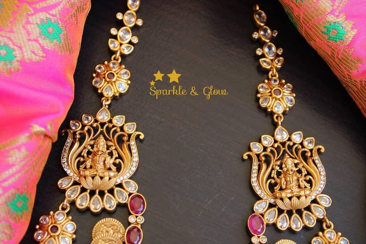 Two layer coin and flower deisgn lakshmi haram - Sparkle and Glow