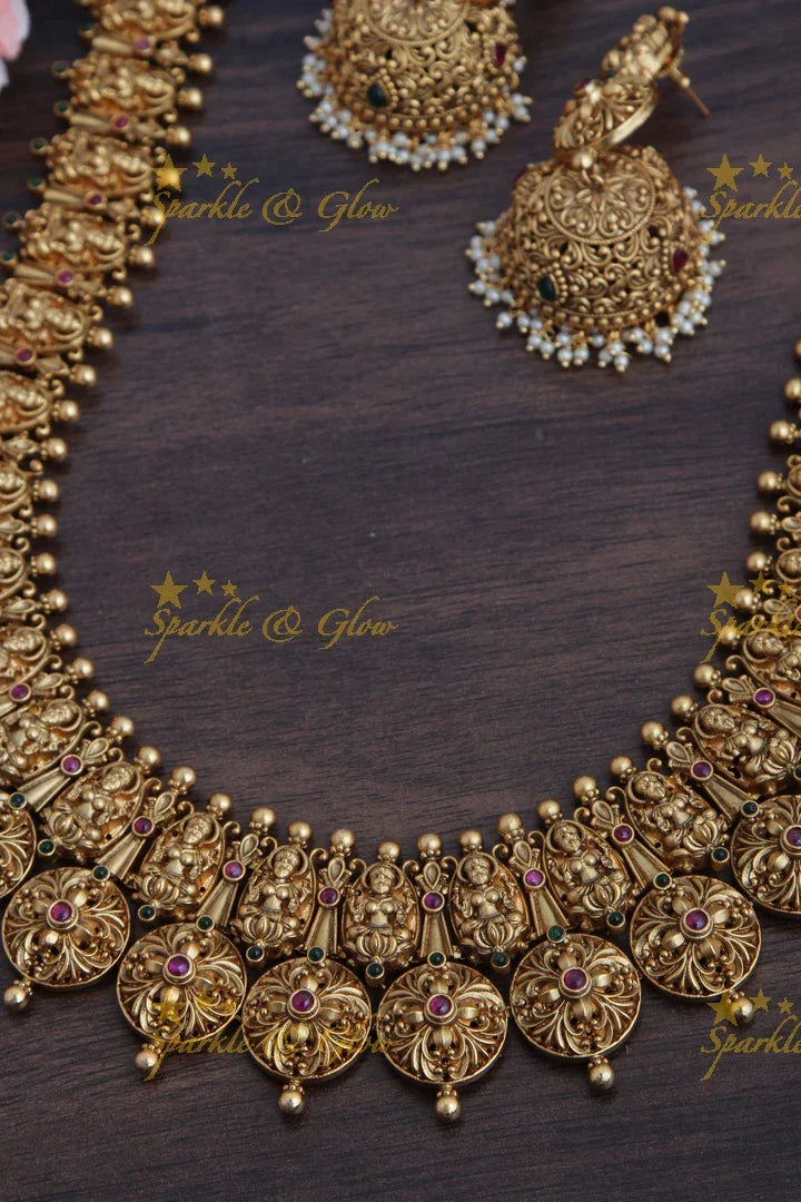 Gold alike Exquisite Lakshmi haram - Sparkle and Glow