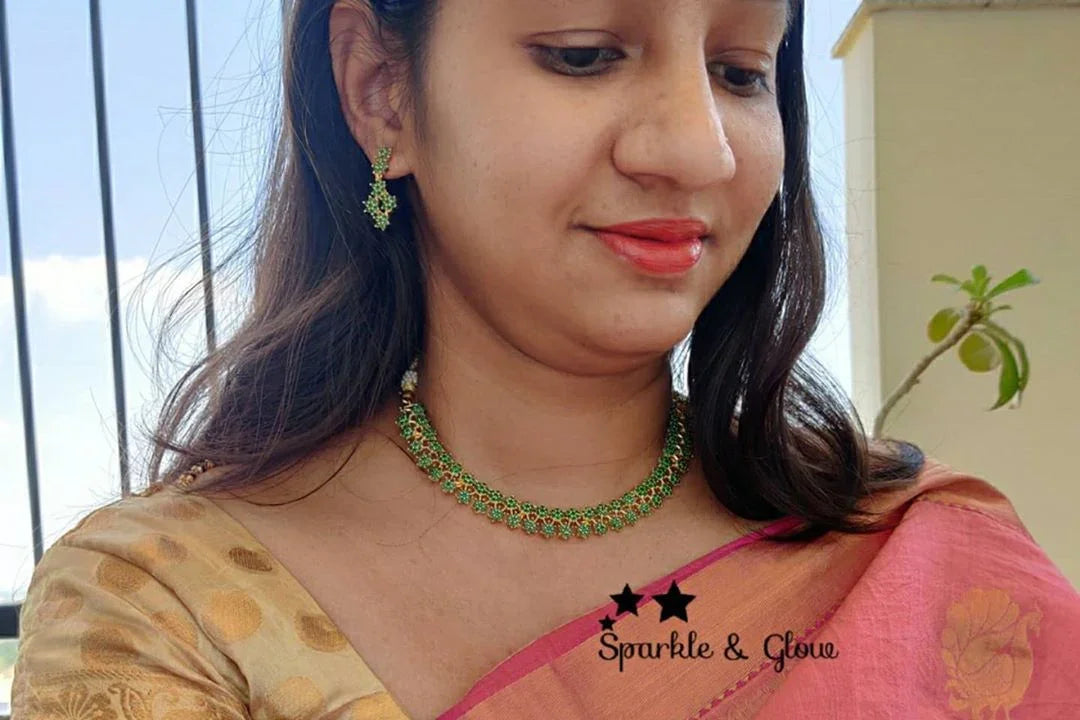 Two layer AD stones star gold necklace - white Multi - Sparkle and Glow