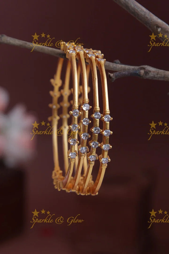 Gold alike thin stone bangles - Sparkle and Glow