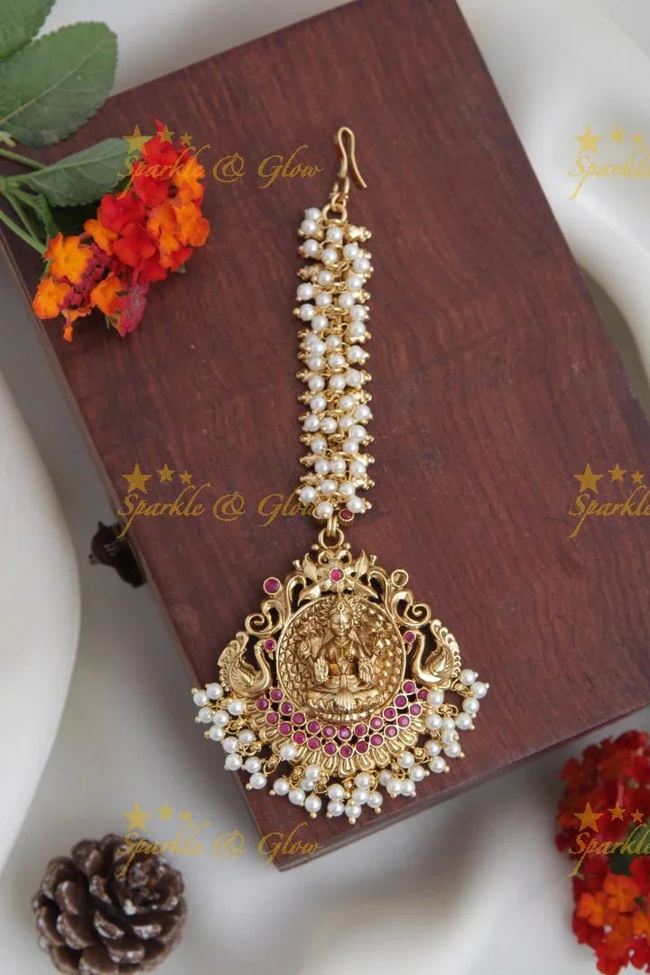 Lakshmi kemp stones single line maang tikka - Kempu - Sparkle and Glow