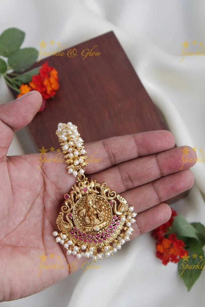 Lakshmi kemp stones single line maang tikka - Kempu - Sparkle and Glow