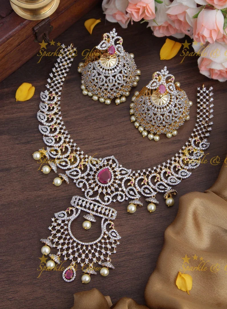 GJ polish Exclusive American Daimond necklace - Sparkle and Glow