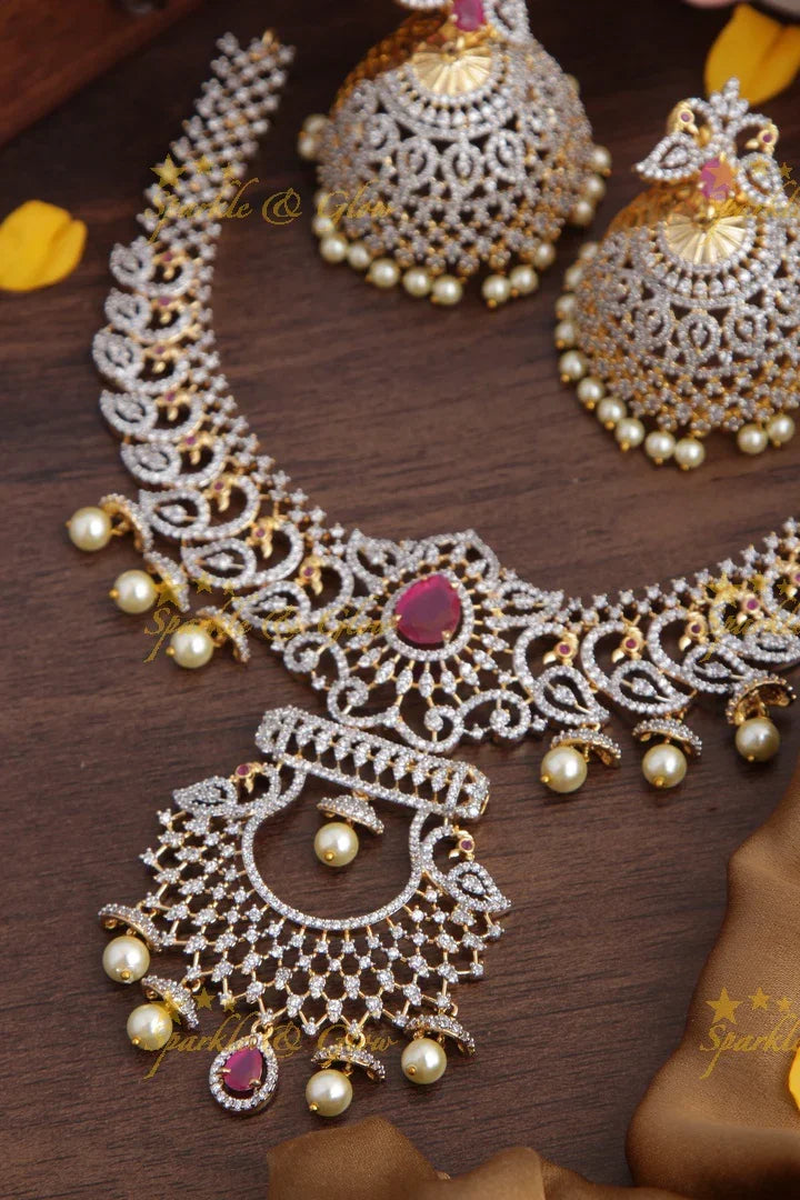 GJ polish Exclusive American Daimond necklace - Sparkle and Glow