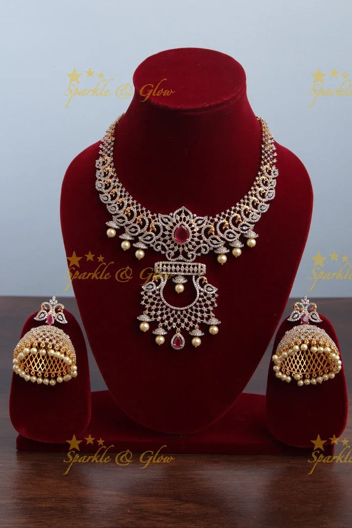 GJ polish Exclusive American Daimond necklace - Sparkle and Glow