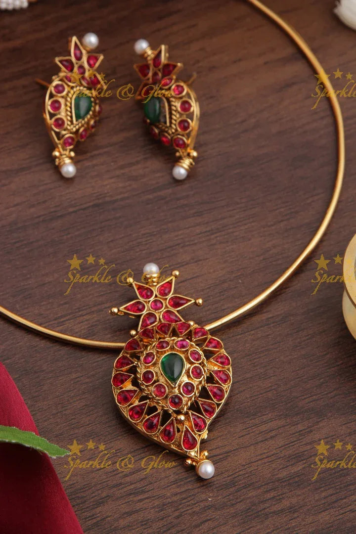 Statement Kemp Mango Pendent Pipe Choker - Sparkle and Glow
