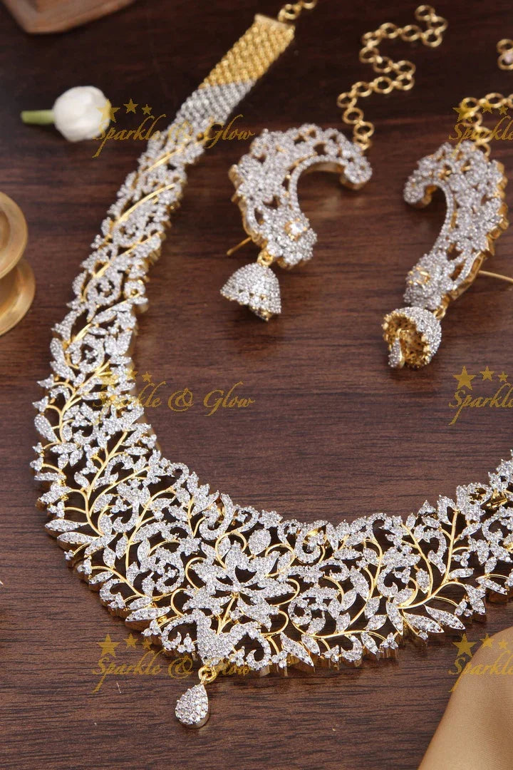 Exclusive GJ Polish AD Stone Leaf short Necklace - Sparkle and Glow