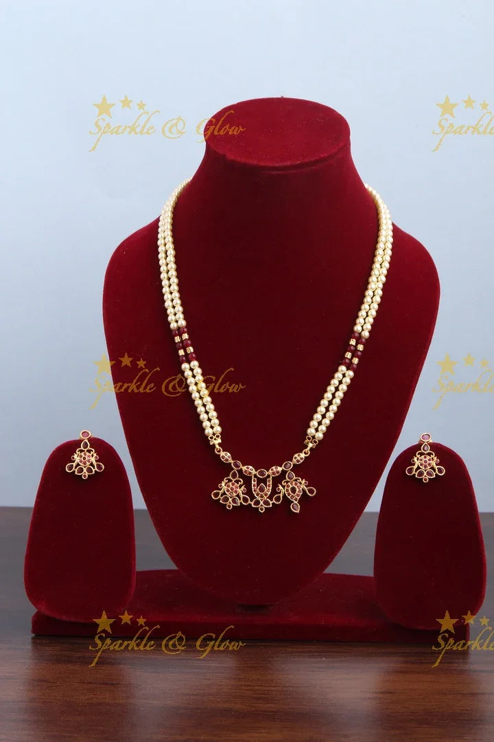 Gold Venkateshwara Namam short necklace 18 inches - Sparkle and Glow