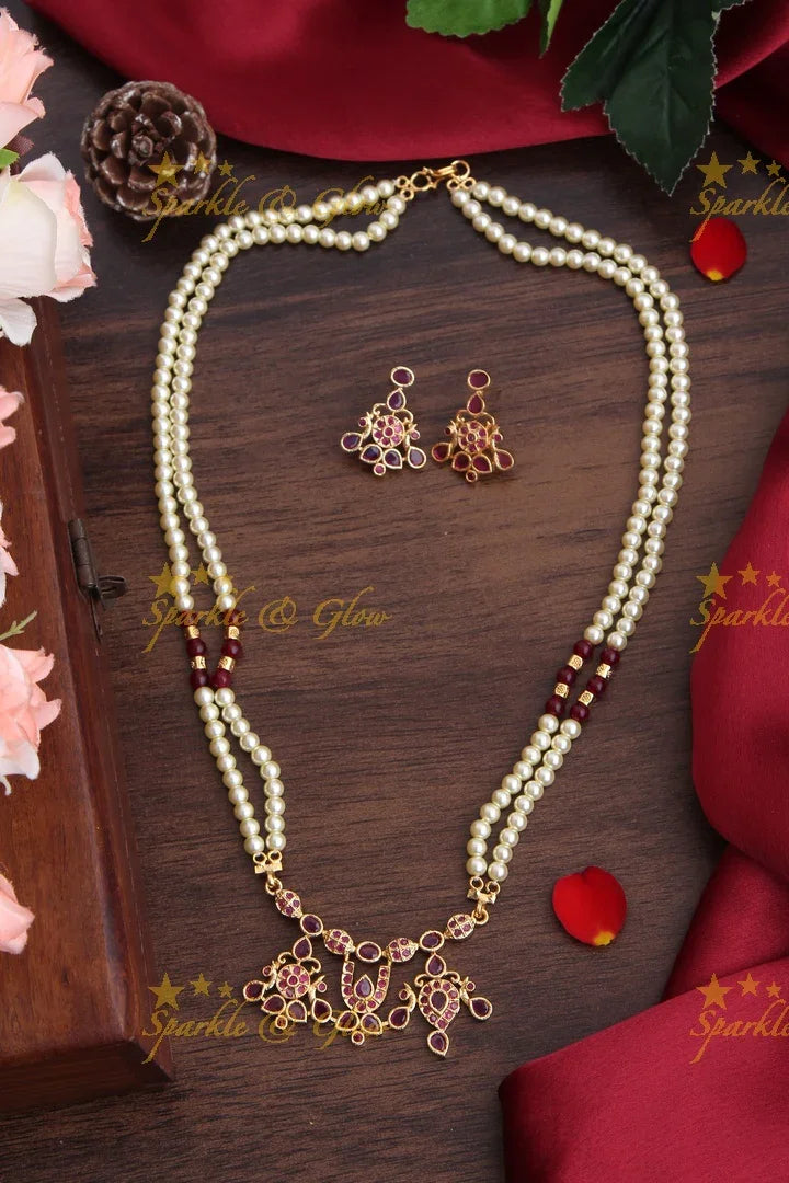 Gold Venkateshwara Namam short necklace 18 inches - Sparkle and Glow