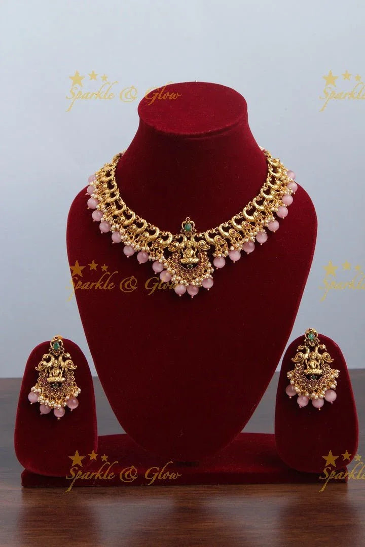 Matte gold lakshmi guttap pusalu with cz stones - Sparkle and Glow