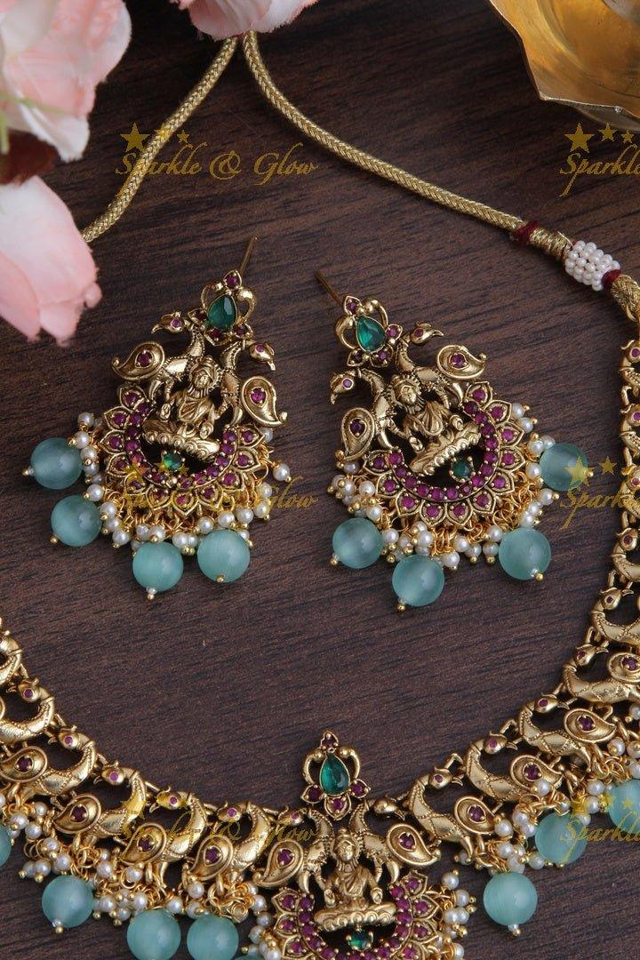 Matte gold lakshmi guttap pusalu with cz stones - Sparkle and Glow
