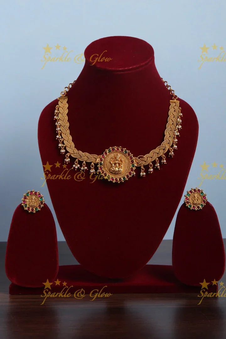 Antique Lakshmi Pendent Choker - Sparkle and Glow