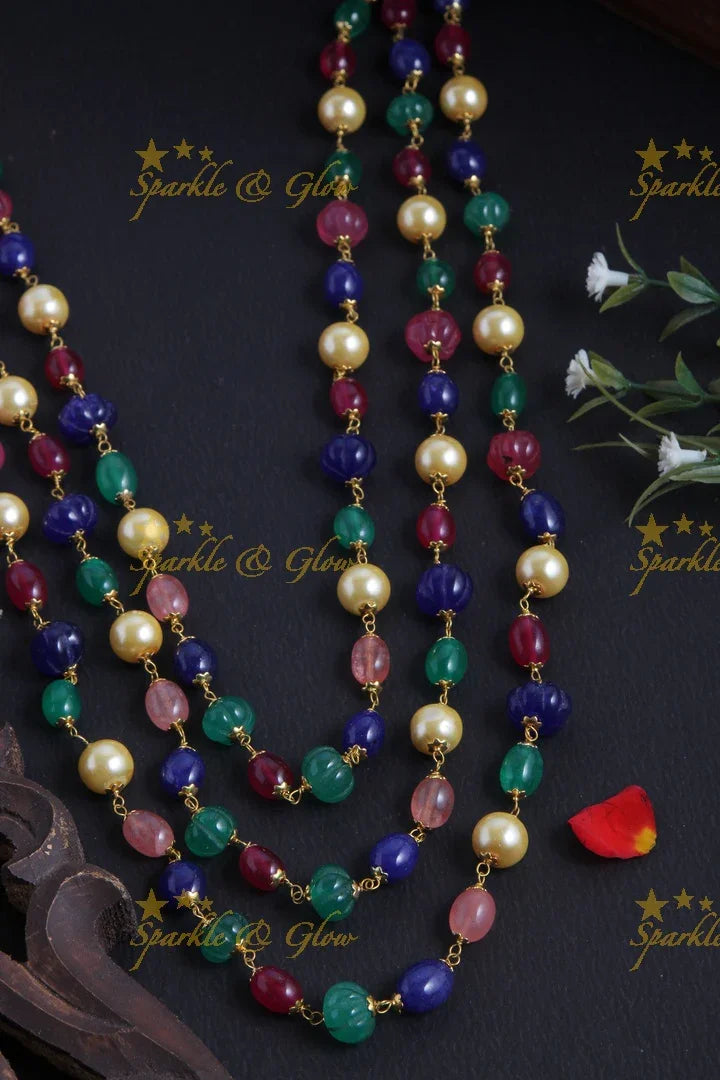 Gold Multi color bead chain - Sparkle and Glow
