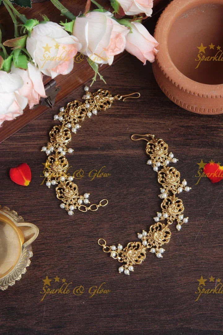 Lakshmi Earchain with Pearls - Sparkle and Glow