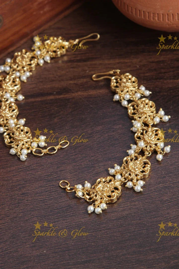 Lakshmi Earchain with Pearls - Sparkle and Glow